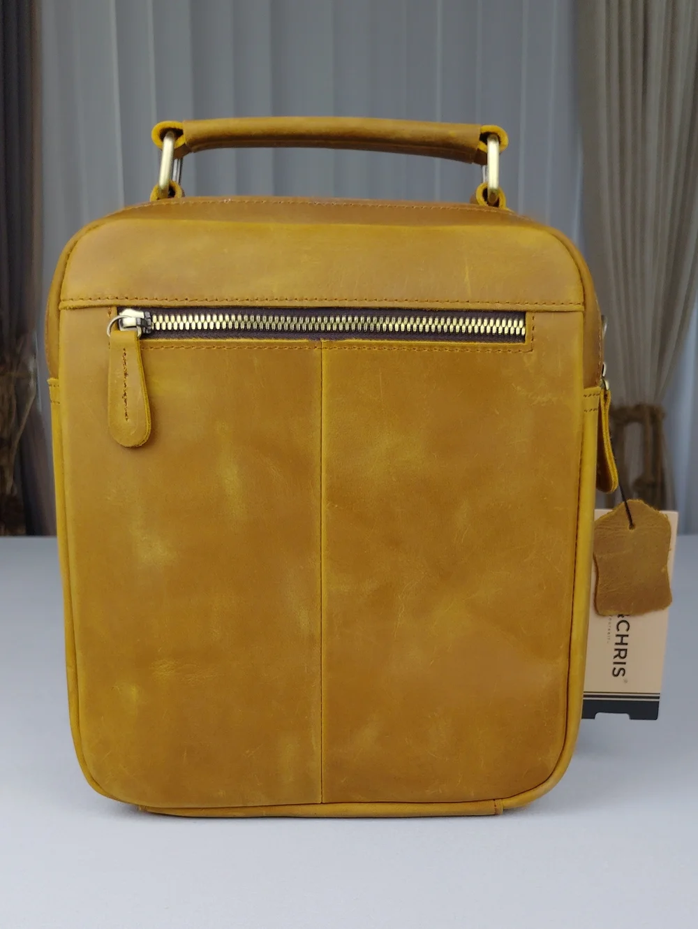 Jack & Chris Men's Compact Leather Crossbody Messanger Bag.